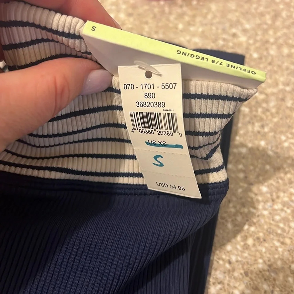 NWT Aerie Offline Womens Navy Ribbed 7/8 Legging Drawstring - Size Small - Picture 10 of 11